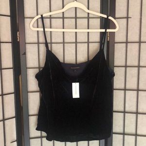 Banana Republic Navy Blue velour spaghetti strap cowl neck shirt